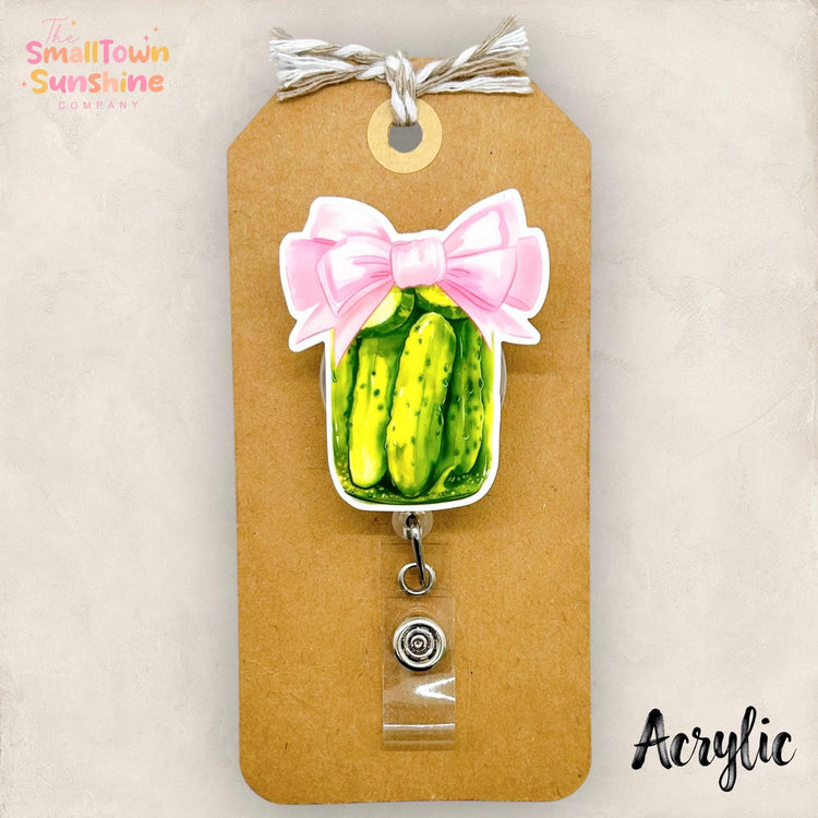 Pink Bow Pickle Jar Badge Topper