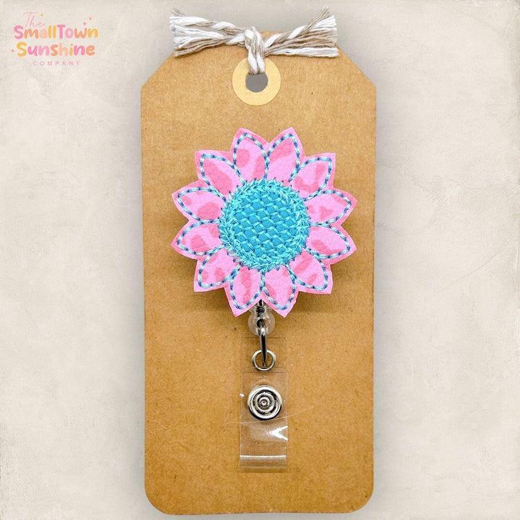 Pink & Blue Flower Badge Topper