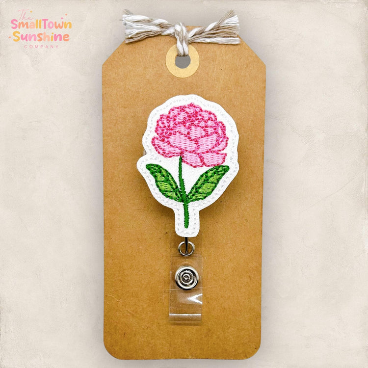 Peony with Stem Badge Topper