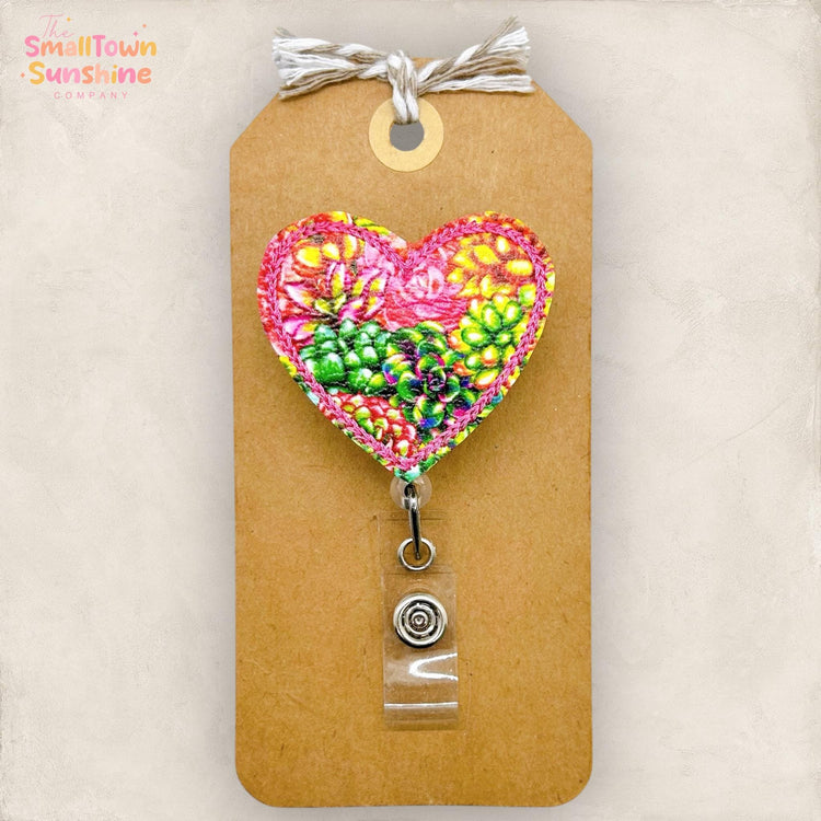 Rainbow Succulent Heart Badge Topper