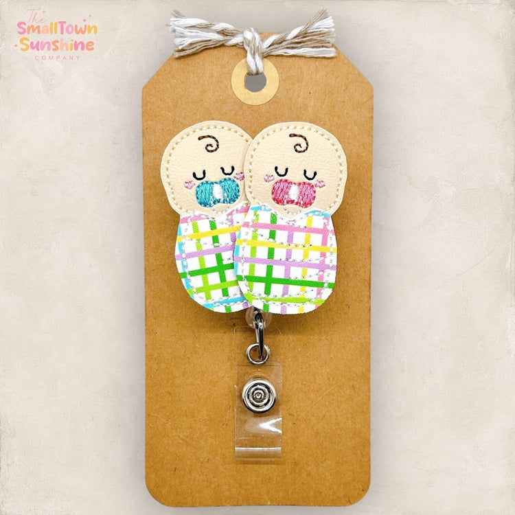 Spring Plaid Newborn Babies Badge Topper