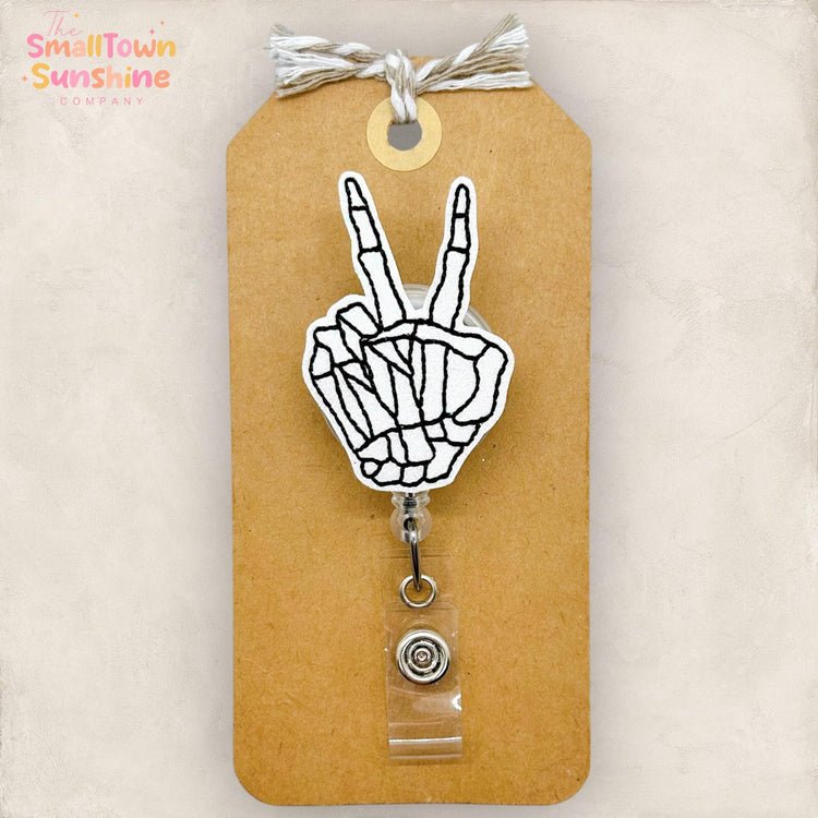 Skeleton Peace Sign Badge Topper