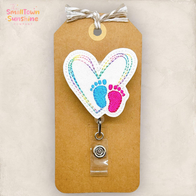 Baby Feet Heart Sketch Badge Topper