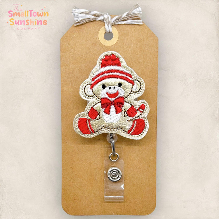 Red Sock Monkey Badge Topper