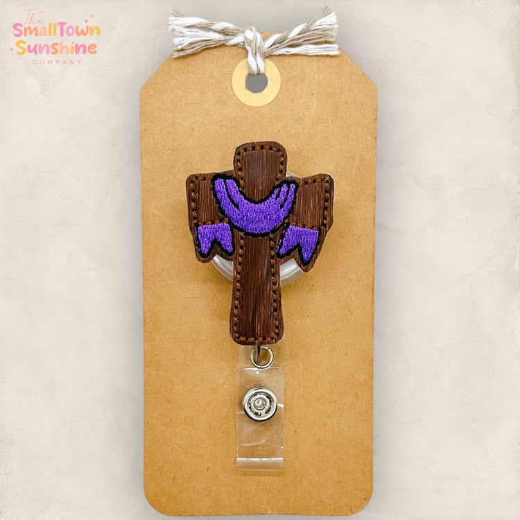 Purple Draped Cross Badge Topper