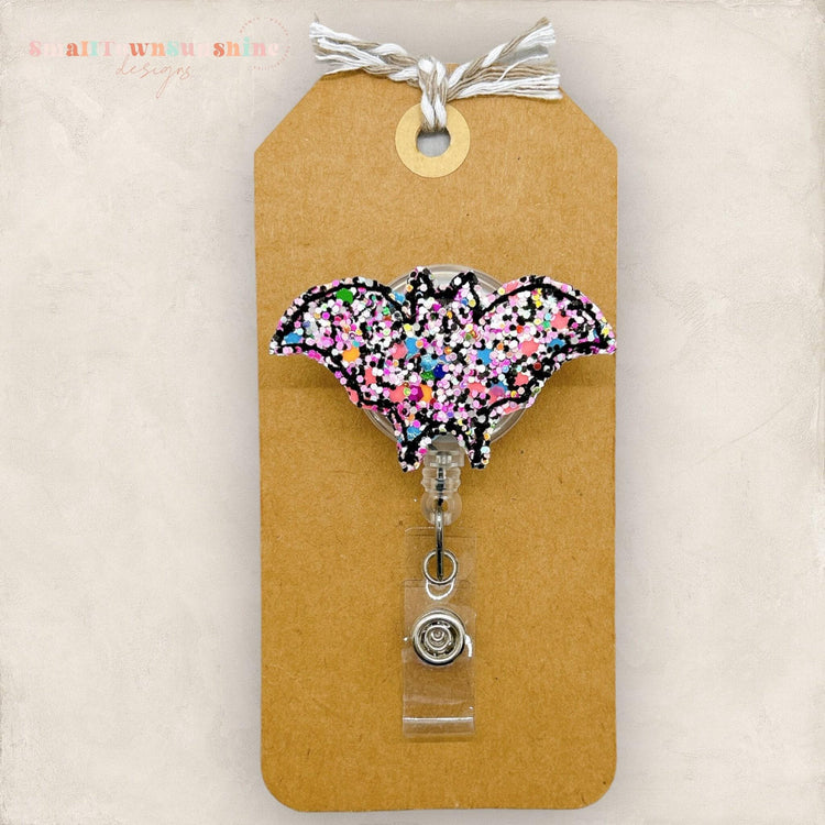 Chunky Glitter Bat Badge Topper