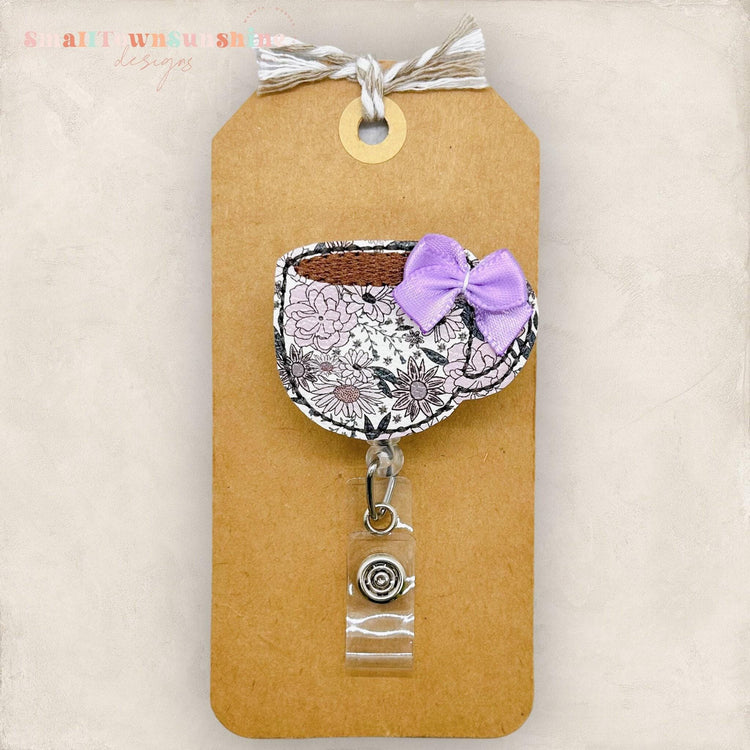 Purple Floral Coffee Badge Topper