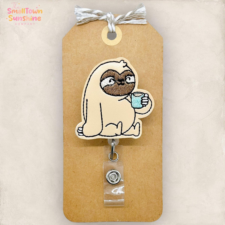 Sloth with Coffee Badge Topper