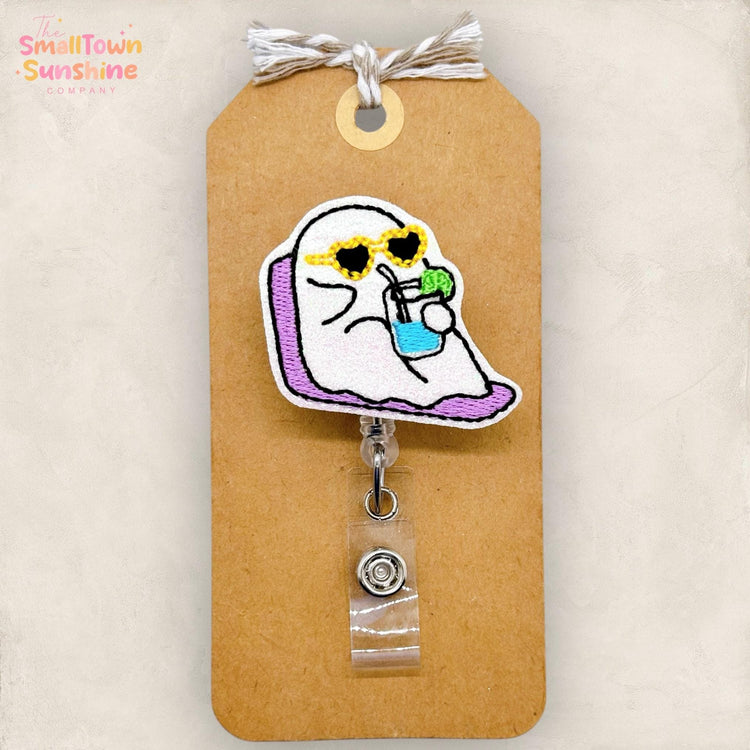 Pool Lounging Ghost Badge Topper