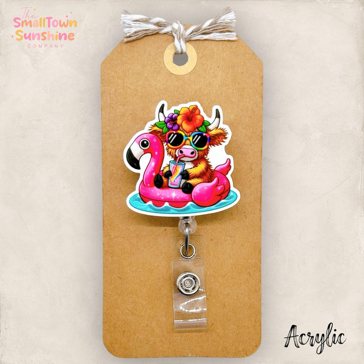 Summer Highland Cow Badge Topper