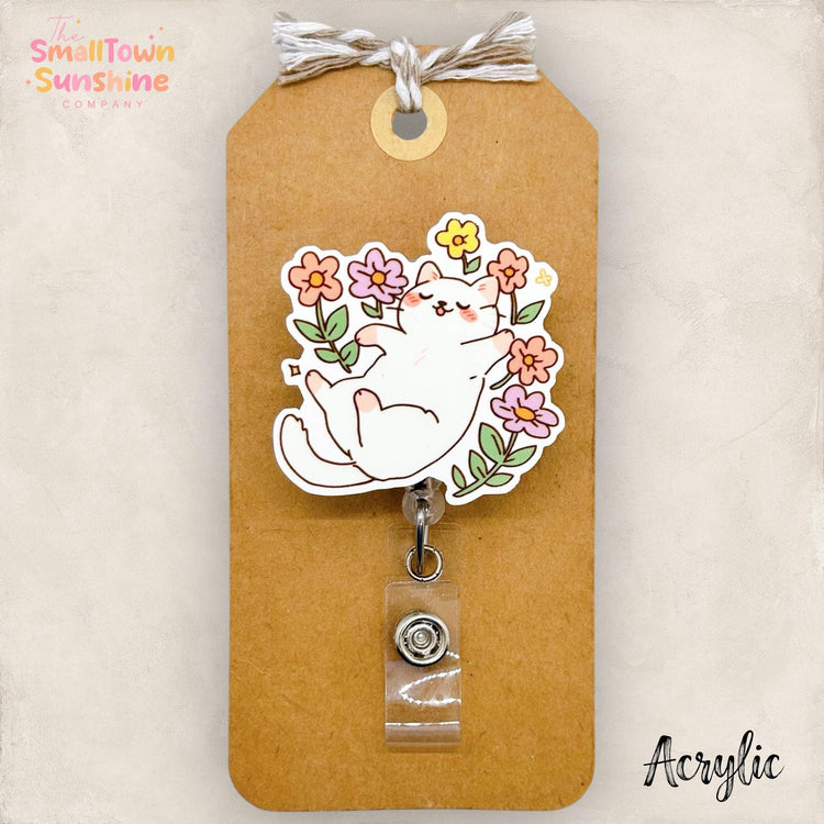 Cat in Flowers Badge Topper