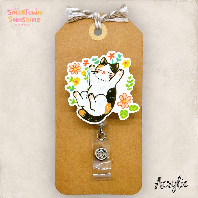Cat in Flowers Badge Topper