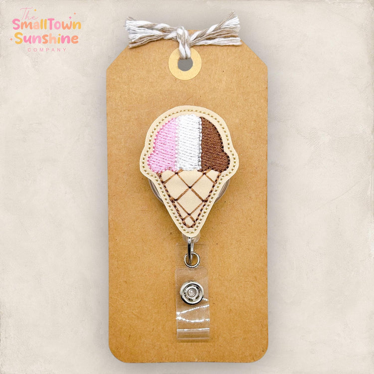 Neapolitan Ice Cream Cone Badge Topper