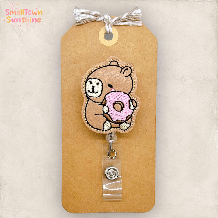 Capybara with Donut Badge Topper