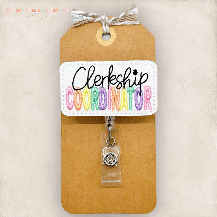 Clerkship Coordinator Badge Reel, Medical Admin Support Name Tag, Lanyard, Retractable ID Badge Holder, Badge Buddy, Coworker Gift | GLITTER