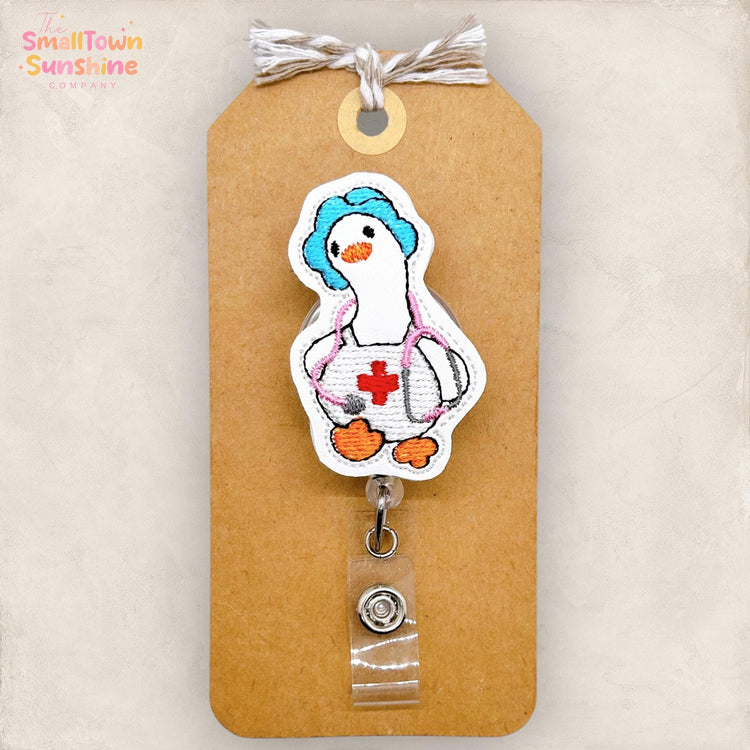 Medical Goose Badge Reel, Nurse Goose Badge Reel, Peds Badge Clip, School Nurse Lanyard, Coworker Gift, Name Tag, Retractable ID Badge