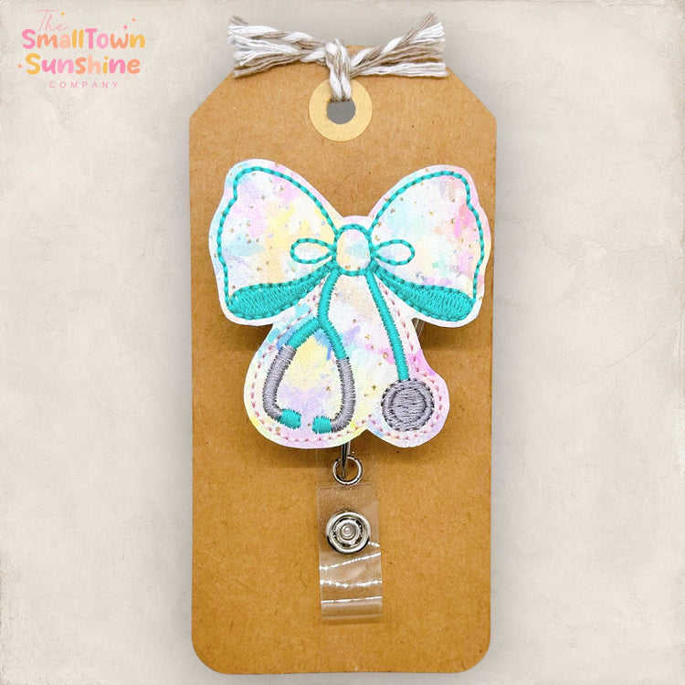 Coquette Stethoscope Bow Badge Reel, Nurse Badge Reel, Hospital Lanyard, RN Badge Clip, Coworker Gift, Badge Buddy, Retractable ID Holder