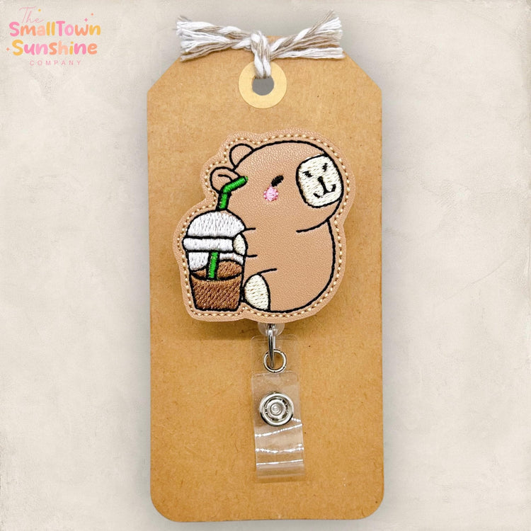 Capybara with Coffee Badge Topper
