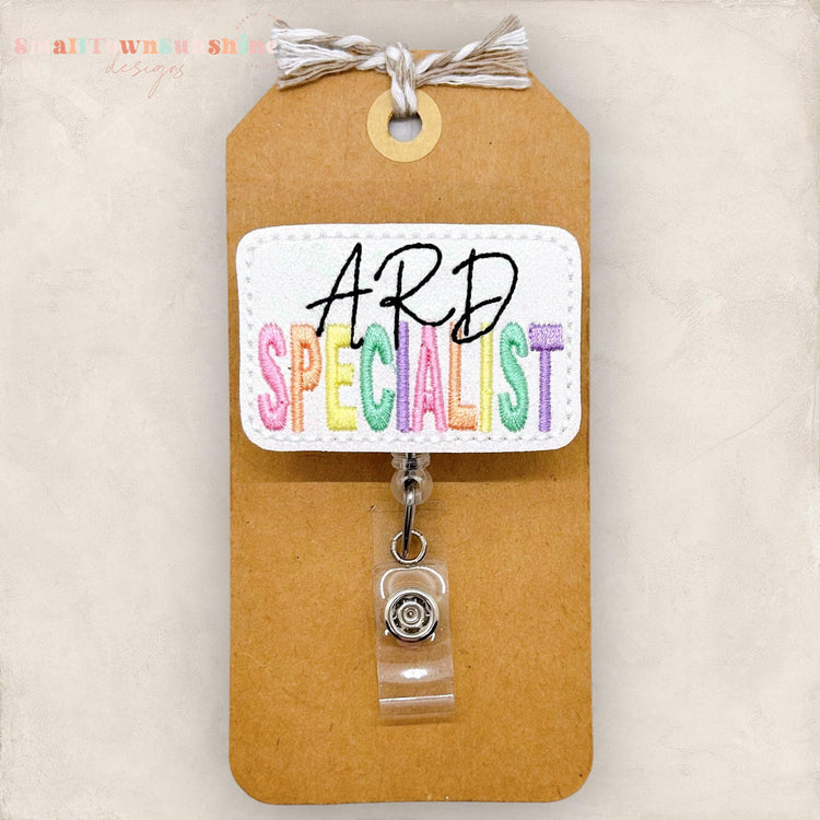 ARD Specialist Badge Reel, Admission Review & Dismissal Name Tag, IEP Member Lanyard, Retractable Id Holder, Coworker Gift | GLITTER