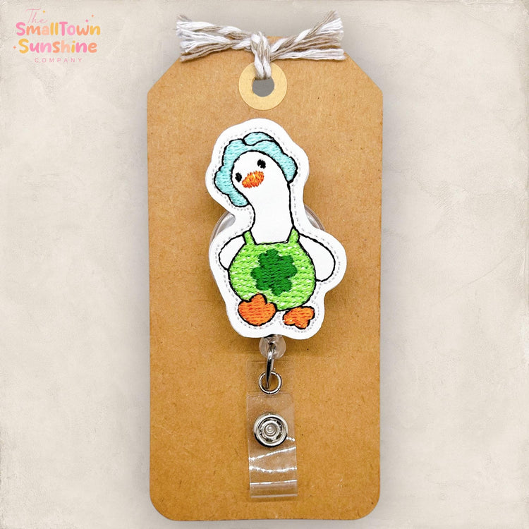 Lucky Goose Badge Reel, Shamrock Goose Badge Reel, Nurse Badge Clip, Teacher Lanyard, Coworker Gift, St Patty Name Tag, Retractable ID Badge