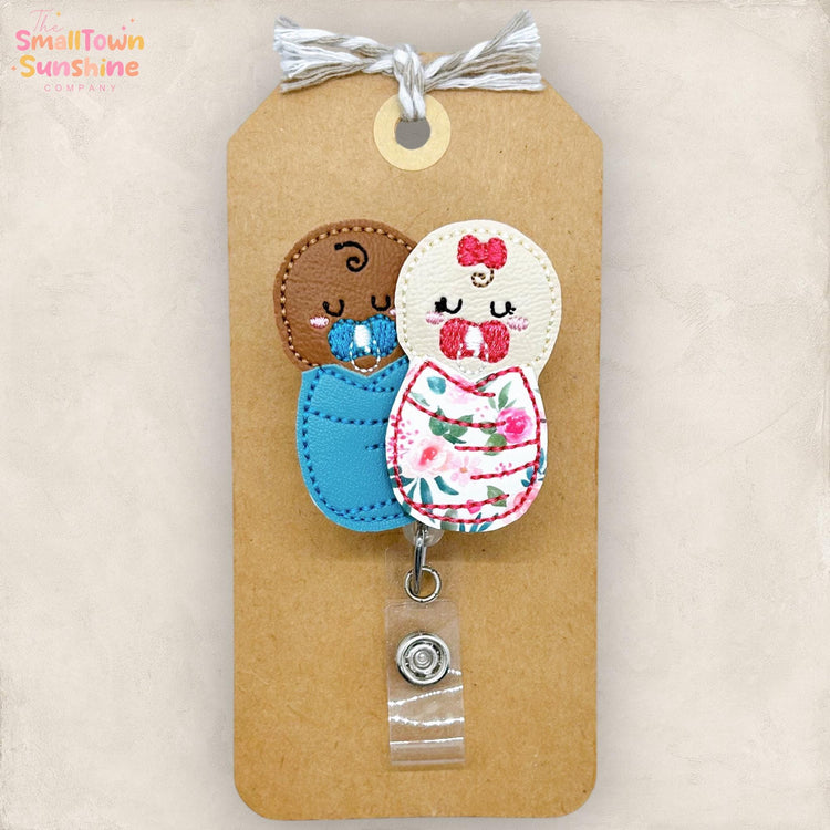 Swaddled Babies Badge Reel, L&D Badge Reel, NICU Baby Badge Clip, Mother Baby Lanyard, Doula Name Tag, Coworker Gift, Retractable ID Holder