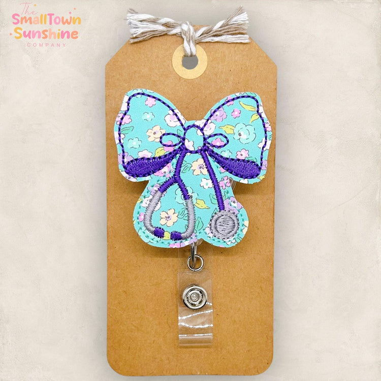 Coquette Stethoscope Bow Badge Reel, Nurse Badge Reel, Hospital Lanyard, RN Badge Clip, Coworker Gift, Badge Buddy, Retractable ID Holder