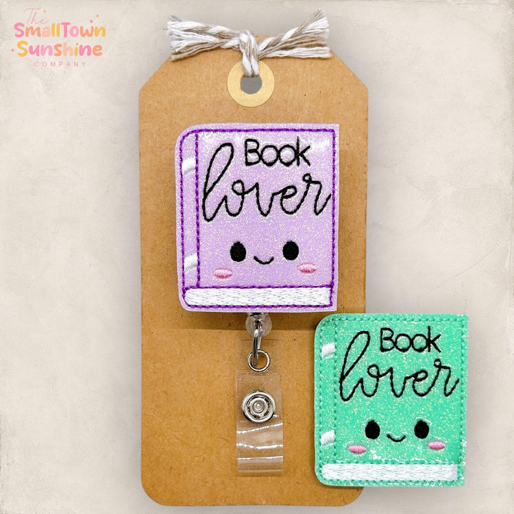 Book Lover Badge Reel, Bookish Name Tag, Nurse Badge Clip, Teacher Lanyard, Coworker Gift, Interchangeable, Retractable ID Holder | GLITTER