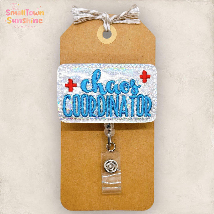 Chaos Coordinator Badge Reel, Funny Work Badge Holder, Nurse Badge Clip, Teacher Lanyard, Coworker Gift, Name Tag, Retractable ID Holder