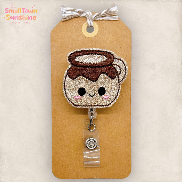 Mexican Jarrito Badge Reel, Little Jug Badge, Nurse Badge Clip, Teacher Lanyard, Coworker Gift, Name Tag, Retractable ID Holder | GLITTER