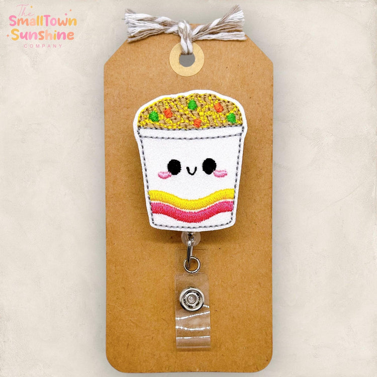 Noodle Cup Badge Reel, Ramen Badge Reel, Soup Name Tag, Nurse Badge Clip, Teacher Lanyard, Coworker Gift, Retractable ID Holder | GLITTER