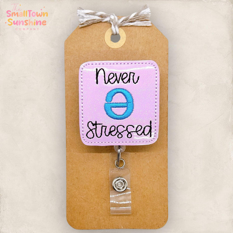 Never Stressed Badge Reel, Speech Therapist Badge Reel, SLP Badge Clip, Pathologist Lanyard, Coworker Gift, Name Tag, Retractable ID Holder