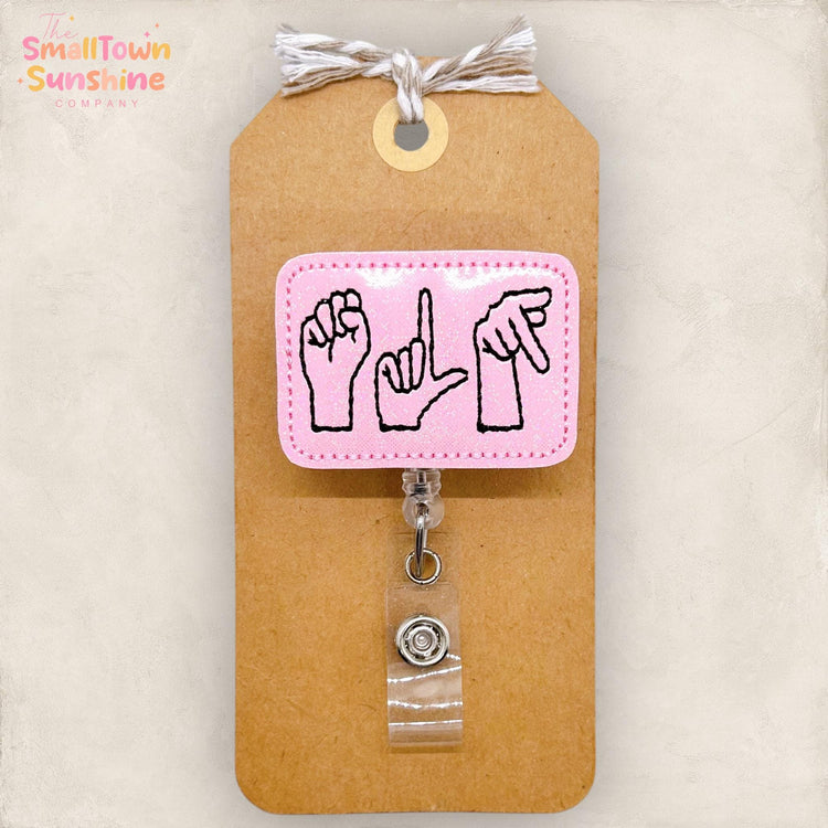 SLP Sign Language Badge Reel, Speech Therapist Badge Reel, ASL Badge Clip, Medical Lanyard, Coworker Gift, Name Tag, Retractable ID Holder