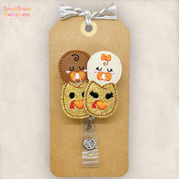 Thanksgiving Babies Badge Reel, L&D Nurse Badge Clip, Turkey Baby Badge Reel, NICU Badge, Coworker Gift, Retractable ID Holder | GLITTER