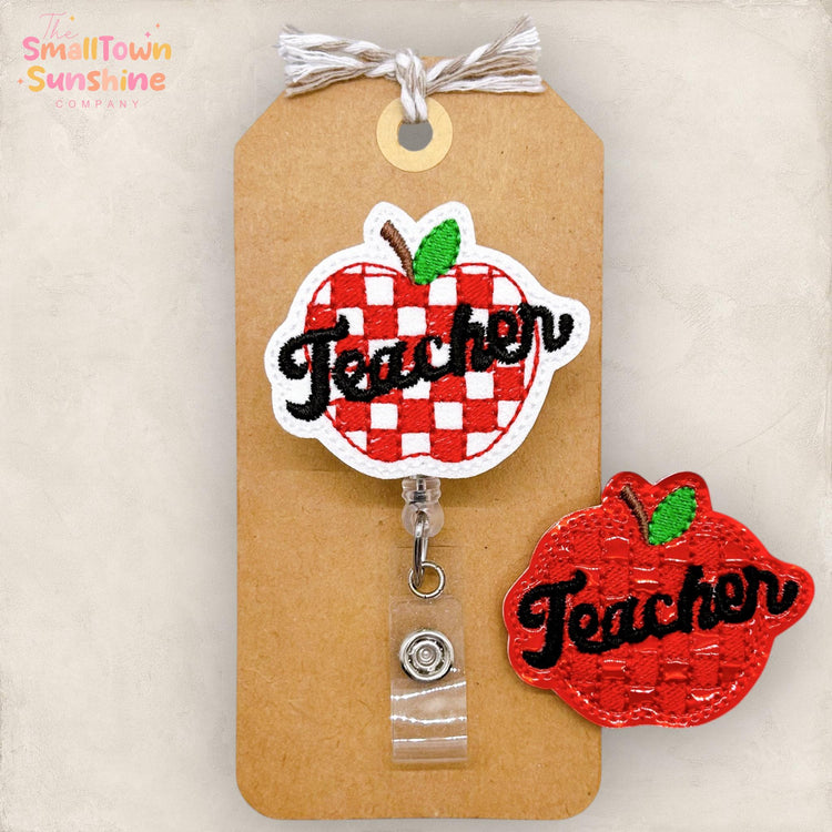 Disco Teacher Apple Badge Reel, Elementary School Badge Clip, Lanyard, Coworker Gift, TA Name Tag, Interchangeable, Retractable ID Holder