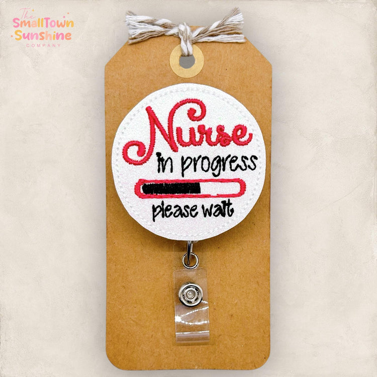 Nurse in Progress Badge Reel, Student Nurse Name Tag, Med Student Badge Clip, Coworker Gift, Lanyard, Retractable ID Holder | GLITTER