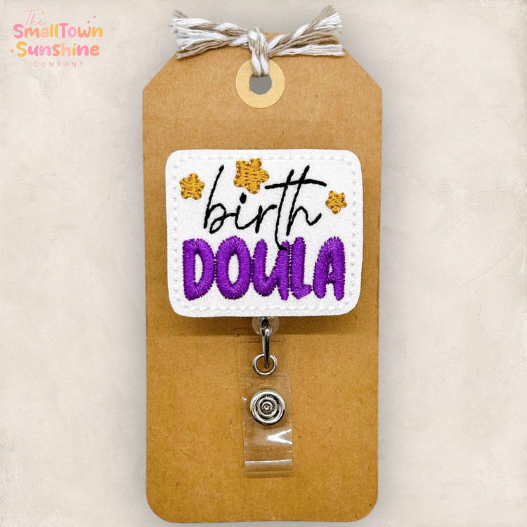 Birth Doula Badge Reel, Birth Coach Badge Reel, Birth Companion Badge Clip, Hospital Lanyard, Coworker Gift, Retractable ID Holder | GLITTER