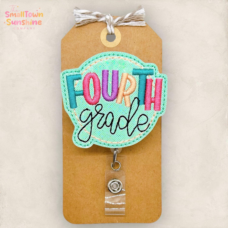 4th Grade Badge Reel, Fourth Grade Teacher ID Clip, Substitute Lanyard, TA Name Tag, Paraprofessional, Coworker Gift, Retractable ID Holder