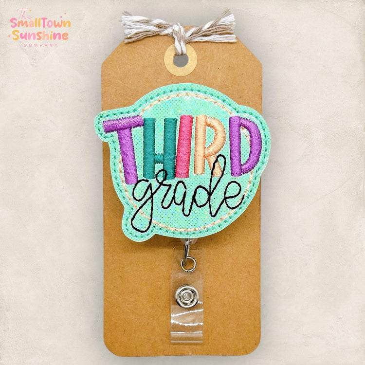 3rd Grade Badge Reel, Third Grade Teacher ID Clip, Substitute Lanyard, TA Name Tag, Paraprofessional, Coworker Gift, Retractable ID Holder