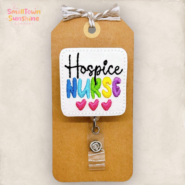 Hospice Nurse Badge Reel, Nurse Badge Clip, RN Name Tag, Palliative Care, Coworker Gift, Badge Buddy, Retractable ID Holder | GLITTER