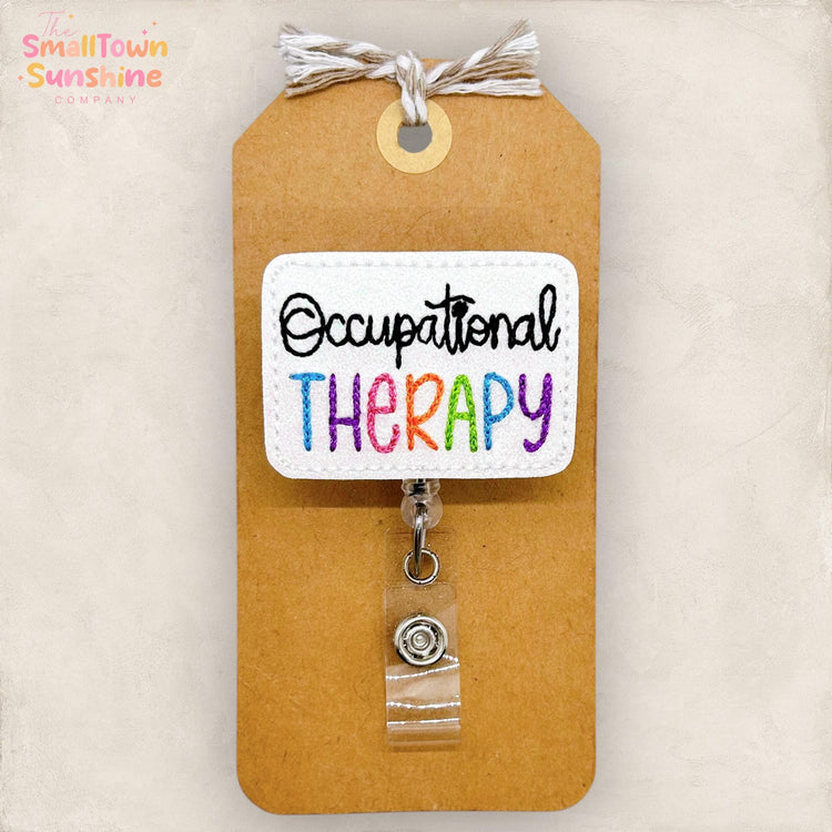 Occupational Therapy Badge Reel, OT Badge Clip, Therapy Assistant Name Tag, Student Lanyard, Coworker Gift, Retractable ID Holder | GLITTER