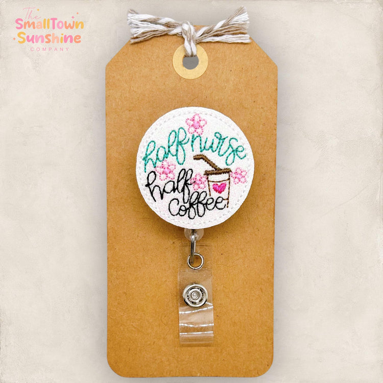 Half Coffee Half Nurse Badge Reel, Registered Nurse Badge Clip, Hospital Lanyard, Coworker Gift, Name Tag, Retractable ID Holder | GLITTER
