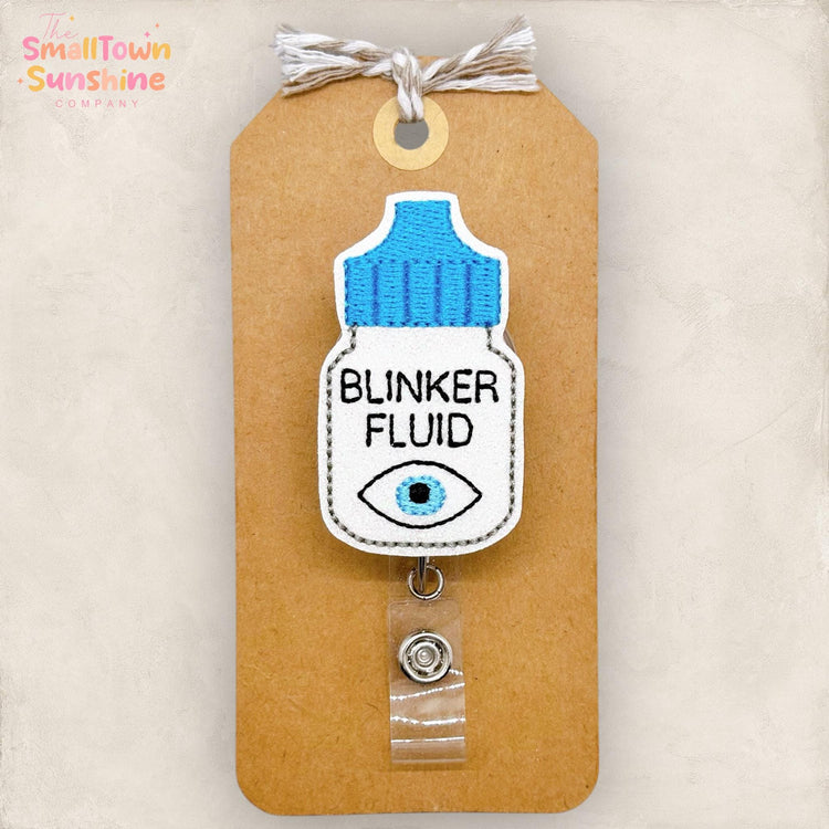 Blinker Fluid Badge Reel, Optometrist Badge Reel, Optometry Assistant, Eye Drops Lanyard, Coworker Gift, Retractable ID Holder | GLITTER