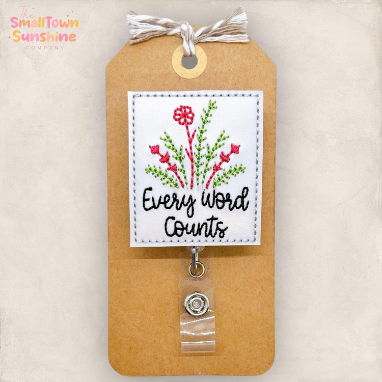 Every Word Counts Badge Reel, Speech Therapy Badge Reel, SLP Badge Clip, Medical Lanyard, Coworker Gift, Name Tag, Retractable ID Holder