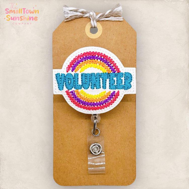 Volunteer Badge Reel, Community Service Badge, Nurse Badge Clip, Teacher Lanyard, Name Tag, Coworker Gift, Retractable ID Holder | GLITTER