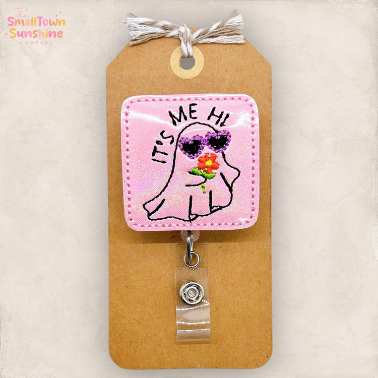 It’s Me Hi Ghost Badge Reel, Pink Halloween Badge Reel, Nurse Badge Clip, Teacher Lanyard, Coworker Gift, Name Tag, Retractable ID Holder
