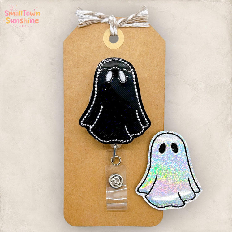 Holographic Ghost Badge Reel, Halloween Badge Reel, Nurse Badge Clip, Teacher Lanyard, Coworker Gift, RN Name Tag, Retractable ID Holder