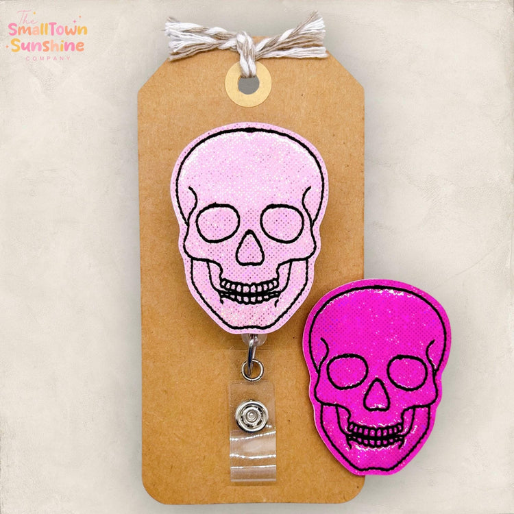Human Skull Badge Reel, Halloween Badge Reel, Pediatric Nurse Badge Clip, Teacher Lanyard, Coworker Gift, RN Name Tag, Retractable ID Holder