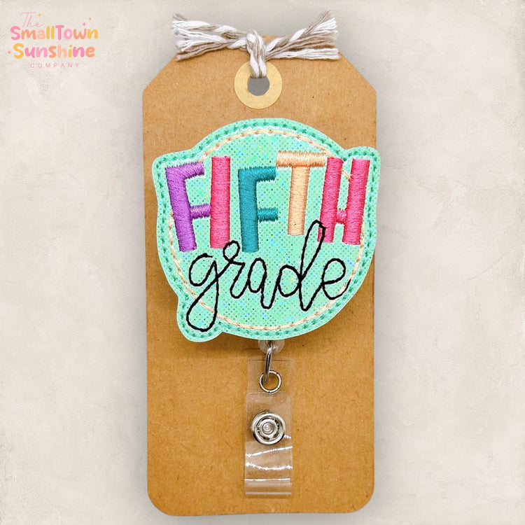 5th Grade Badge Reel, Fifth Grade Teacher ID Clip, Substitute Lanyard, TA Name Tag, Paraprofessional, Coworker Gift, Retractable ID Holder