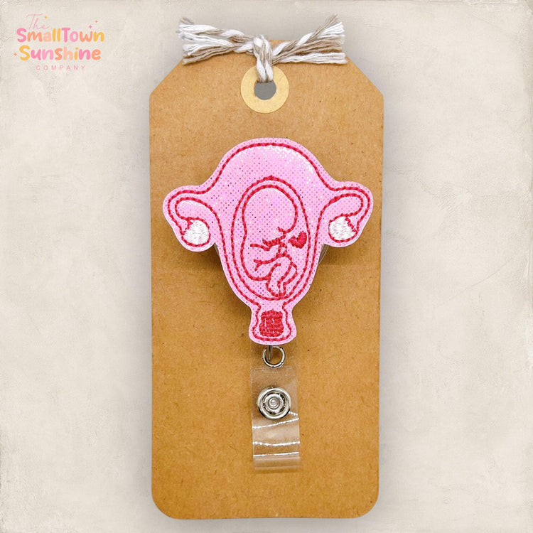 Breach Baby Uterus Badge Reel, Labor and Delivery, Nurse Badge Clip, Pregnancy Name Tag, OB Lanyard, Coworker Gift, Retractable ID Holder