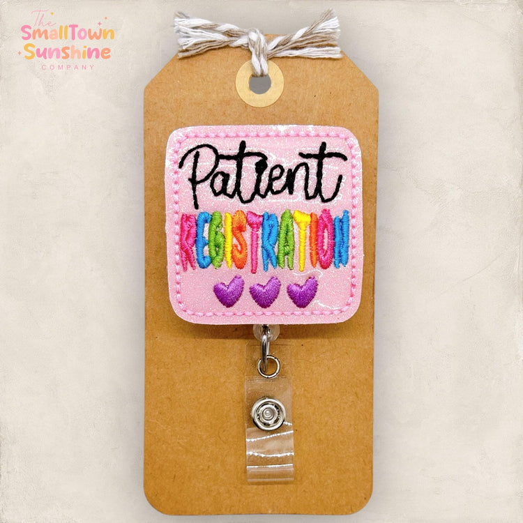Patient Registration Badge Reel, Patient Services Rep Badge Reel, Medical Lanyard, Coworker Gift, Name Tag, Retractable ID Holder | GLITTER